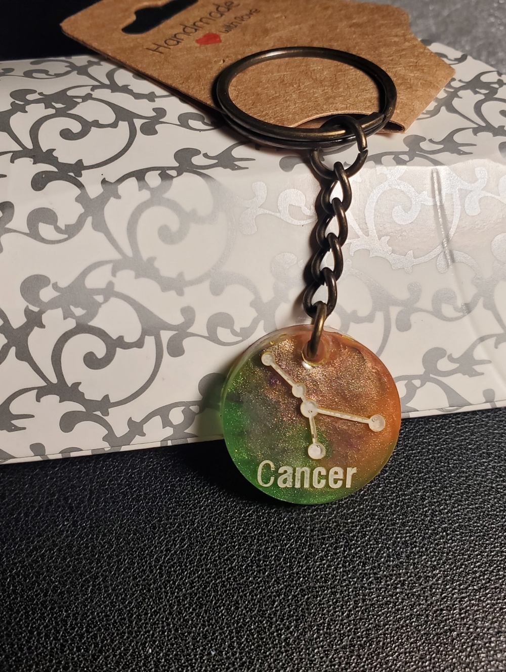 Celestial "Cancer" Zodiac Resin Keychain | Handcrafted Star Sign Accessory